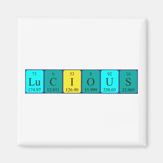 Lucious periodieke table name magnet magneet (Voorkant)
