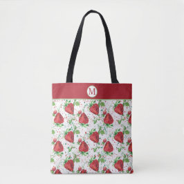 Lucious Summer Strawberry Pattern Monogram Draagtas