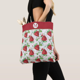 Lucious Summer Strawberry Pattern Monogram Draagtas