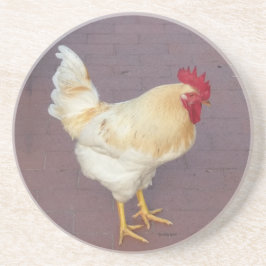 Luci's Roosters White Rooster Stone Onderzetter