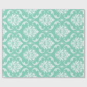 Lucite Green en White Classic Damask Cadeaupapier (Vlak)