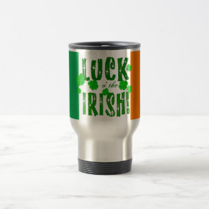Luck aan the Irish Green Oranje White Shamrock Mok