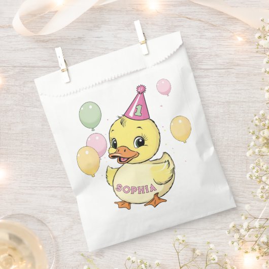 Luck Duck 1e Verjaardag Party Duckie Papieren beke Bedankzakje (Geknipt)