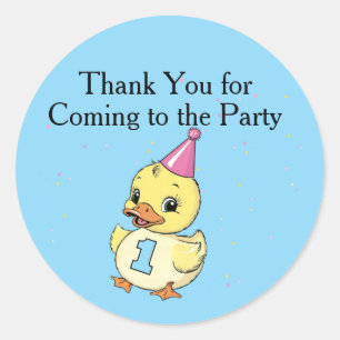 Luck Duck Verjaardagsfeestje Duckie Papieren beker Ronde Sticker