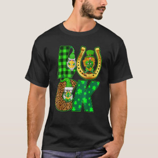Luck Gnomes Leprechaun Shamrock Horse Shoes St Pat T-shirt