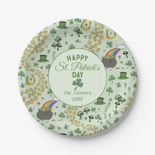 Luck & Joy Coins Green Shamrocks St Patricks Day Papieren Bordje
