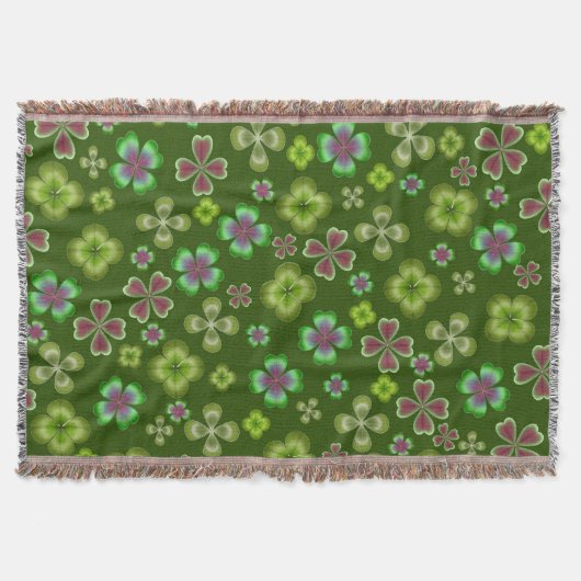 Luck of the Irish Green Shamrock Throw Blanket Deken (Voorkant)