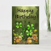 Luck of the Irish Leprechaun Gnomes Birthday Kaart (Voorkant)