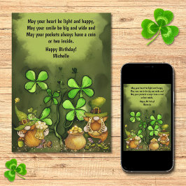 Luck of the Irish Leprechaun Gnomes Birthday Kaart