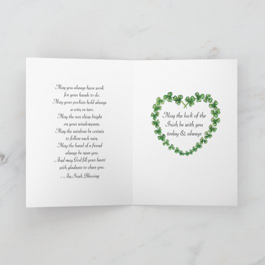 Luck of the Irish, St Patrick's Day, 4 Shamrocks Kaart (Binnen)