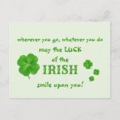 Luck of the Irish St. Patricks Day Blessing Clover Briefkaart (Voorkant)