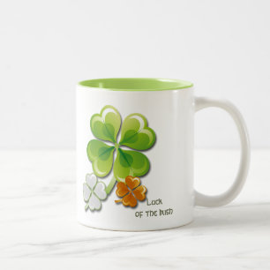 Luck of the Irish Tricolor Shamrock Custom Name Tweekleurige Koffiemok
