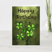 Luck of the Irish Whimsical Clovers Birthday Kaart (Voorkant)