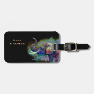 Luck of the Nose Colorful Elephant Bagagelabel