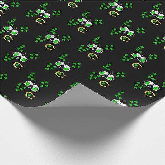 Luck Shamrock Dublin Day Hoefijzer Iers Cadeaupapier (Hoek)