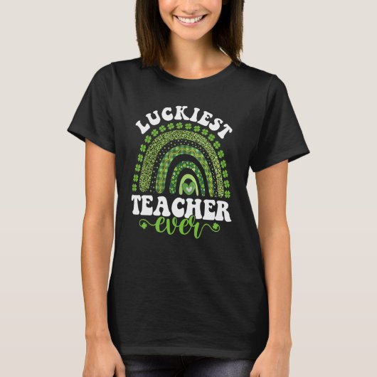 Luckiest Teacher Ever Four Leaf C St Patrick's Day T-shirt (Voorkant)