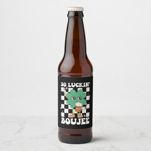 Luckin' Boujee Lucky Shamrock St Patrick's Day Bier Etiket (Voorkant)