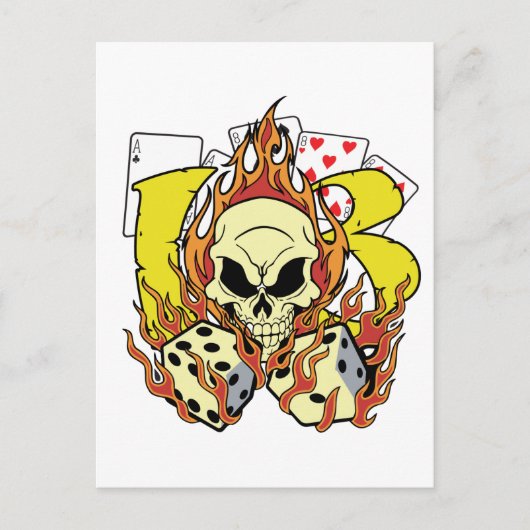 Lucky 13 Dice and Skull Briefkaart (Voorkant)