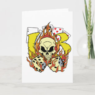 Lucky 13 Dice and Skull Kaart