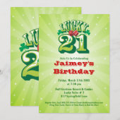 Lucky 21 - Invitation personnalisée à la fête d'an (Devant / Derrière)