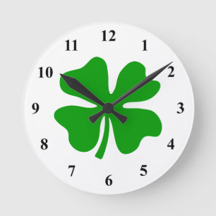 Lucky 4-bladklaver   St Patty's Day Ronde Klok