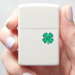 Lucky 4 Leaf Ierse Klaver witte Zippo aansteker