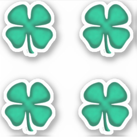 Lucky 4 Leaf Irish Clover 4 petits autocollants de (Devant)