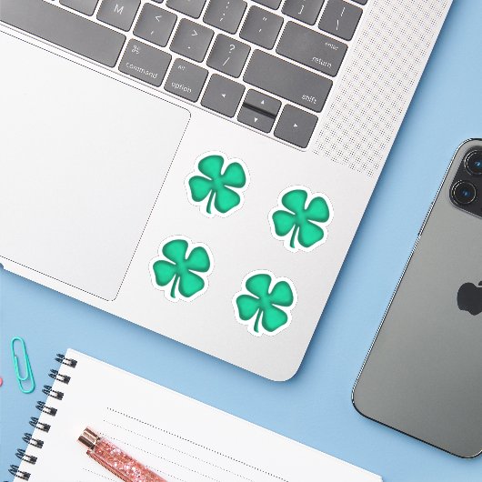 Lucky 4 Leaf Irish Clover 4 petits autocollants de (Ordinateur portable avec iPhone)