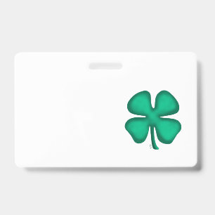 Lucky 4 Leaf Irish Clover badge blanc horizontal