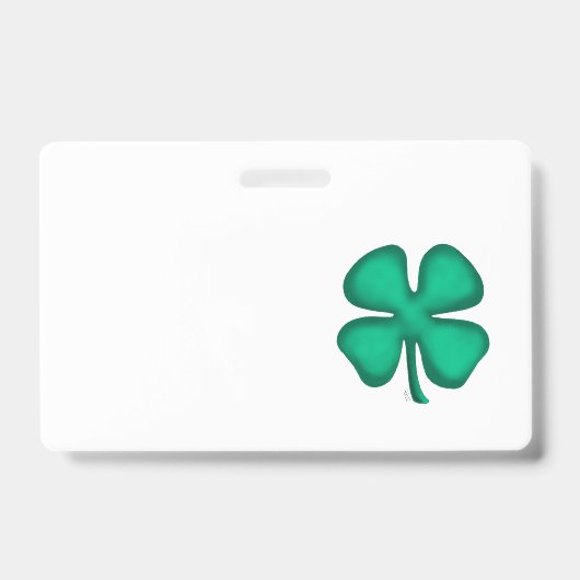 Lucky 4 Leaf Irish Clover badge blanc horizontal (Avant)