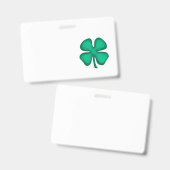 Lucky 4 Leaf Irish Clover badge blanc horizontal (Avant & arrière)