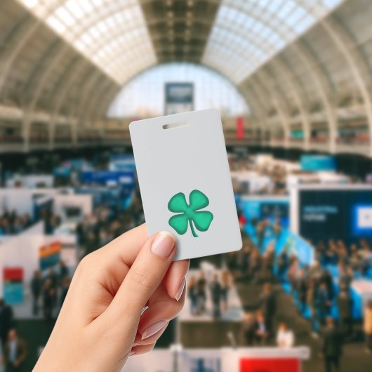 Lucky 4 Leaf Irish Clover badge gris vertical (Conférence)