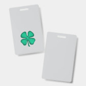 Lucky 4 Leaf Irish Clover badge gris vertical (Avant & arrière)