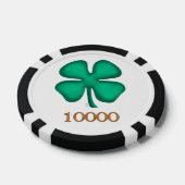 Lucky 4 Leaf Irish Clover bg 10K streep poker chip (Enkel)