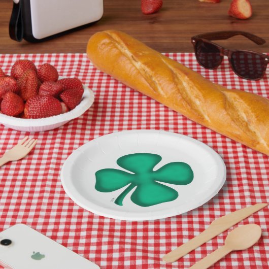 Lucky 4 Leaf Irish Clover-borden Papieren Bordje (Picknick)