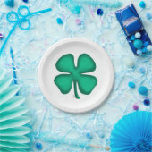 Lucky 4 Leaf Irish Clover-borden Papieren Bordje (Feest)