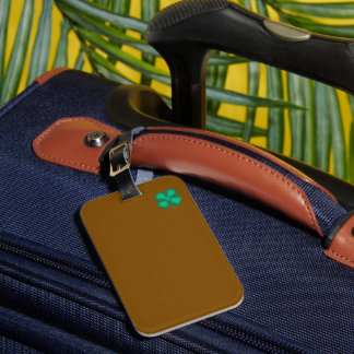 Lucky 4 Leaf Irish Clover brown luggage tag Bagagelabel