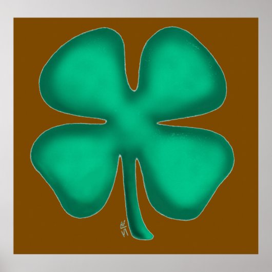 Lucky 4 Leaf Irish Clover brown matte poster (Devant)