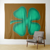 Lucky 4 Leaf Irish Clover brown tapestry Wandkleed (In Situ (horizontaal))