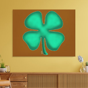 Lucky 4 Leaf Irish Clover bruin canvas print