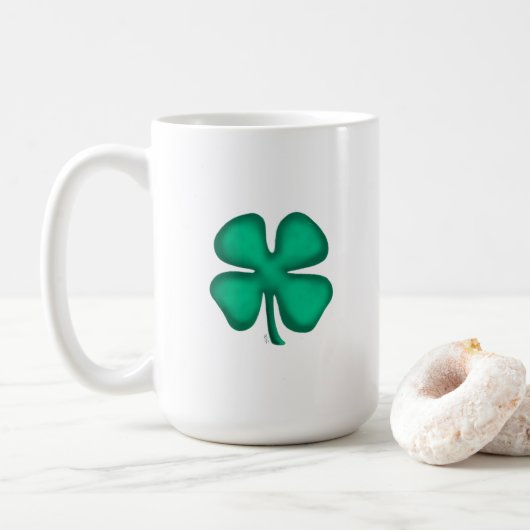 Lucky 4 Leaf Irish Clover grande tasse (Avec donut)