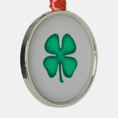 Lucky 4 Leaf Irish Clover gray rd premium ornament (Rechts)