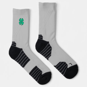 Lucky 4 Leaf Irish Clover grijs performance sokken