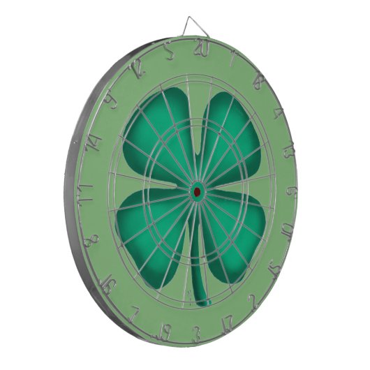 Lucky 4 Leaf Irish Clover groen dartboard Dartbord (Voorkant Links)