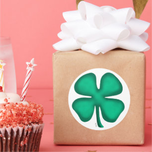 Lucky 4 Leaf Irish Clover gros autocollants ronds