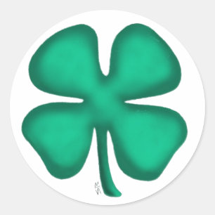 Lucky 4 Leaf Irish Clover grote ronde stickers