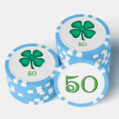 Lucky 4 Leaf Irish Clover lbl 50 streep poker chip (Opstapeling)