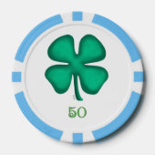 Lucky 4 Leaf Irish Clover lbl 50 streep poker chip (Voorkant)