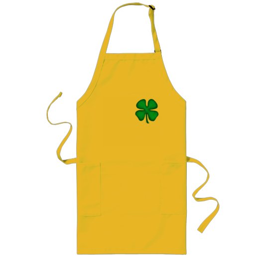 Lucky 4 Leaf Irish Clover long tablier de chef jau (Devant)