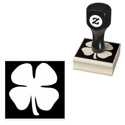 Lucky 4 Leaf Irish Clover omgekeerde lg rubber ste Rubberstempel (Gestempeld)